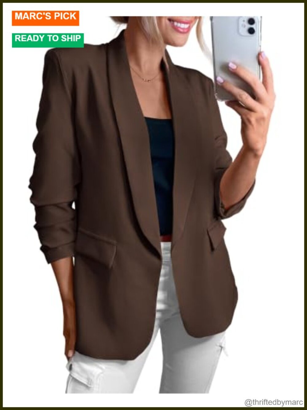 KIRUNDO Women's Blazer Business Casual Shawl Collar Suit Jacket Lightweight